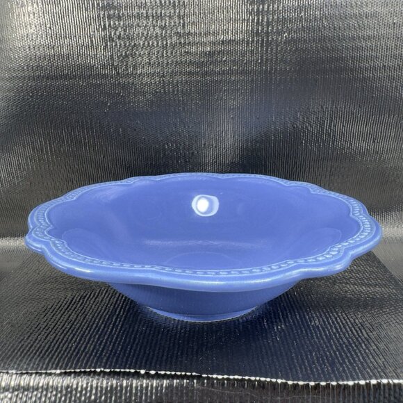 Pierre Deux Blue Ceramic Deep Dish Bowls Set 4 Beaded Edges Bowls Portugal VTG - Picture 14 of 16